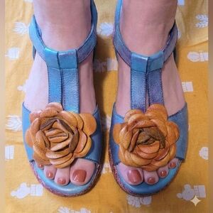Spring Step L'Artiste Blue and Brown Sandals Size 38=7.5